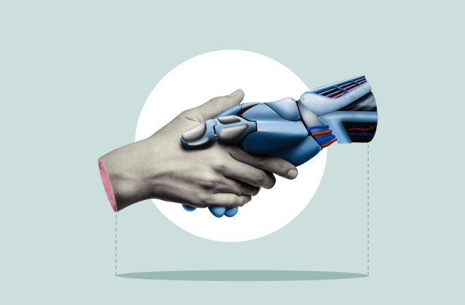 Human and robot handshake