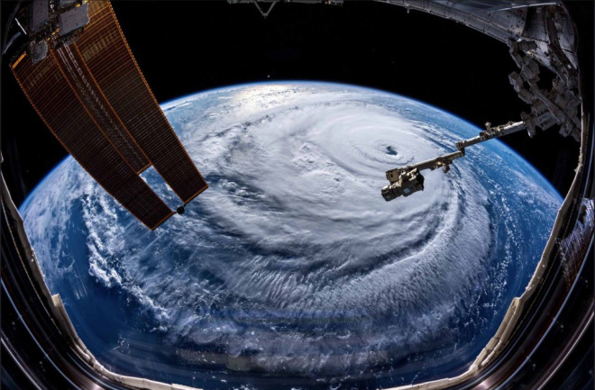 typhoon photographed from international space station
