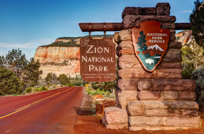  East Entrance Zion National Park Sign Utah