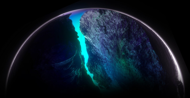 Artistic rending of a deep ocean trench