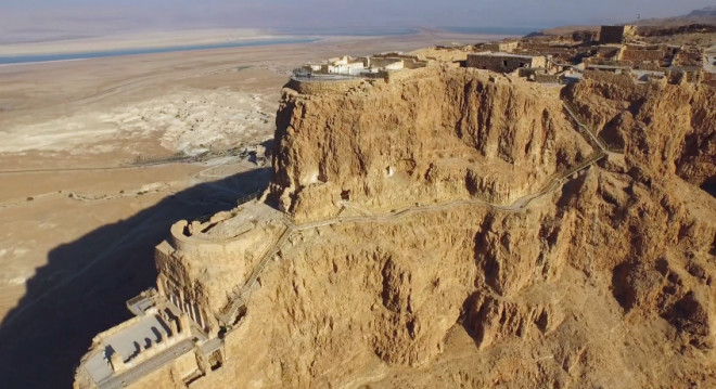 Masada as seen from a drone. (Credit: JP Worthington/Vimeo) 