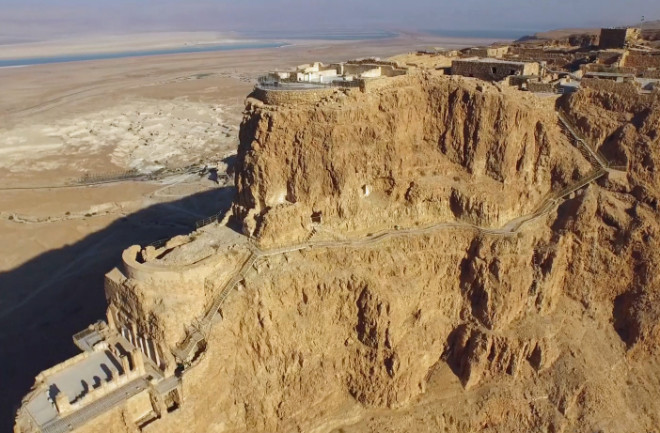 Masada as seen from a drone. (Credit: JP Worthington/Vimeo) 