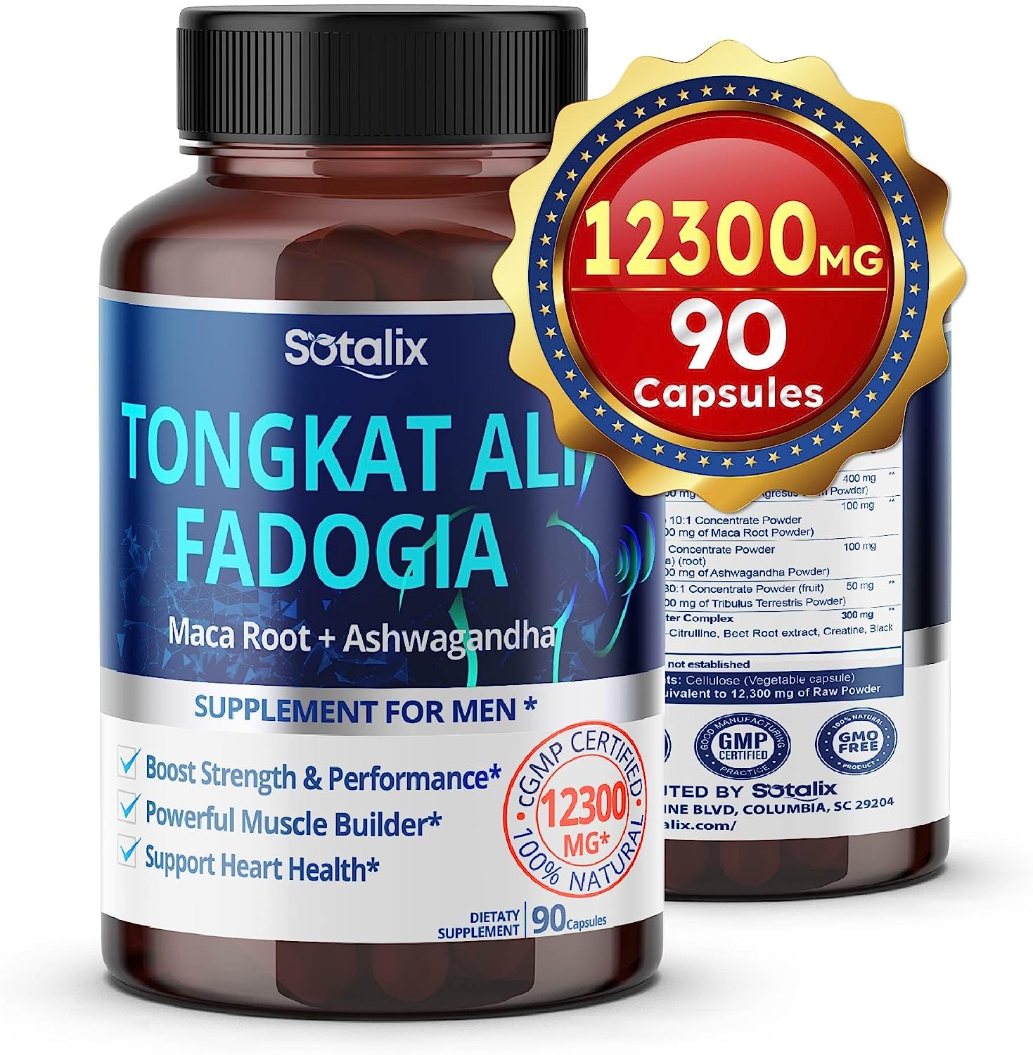 SEVERASYNTH Tongkat Ali Ultra High Strength, Support Natural Energy,  Stamina, Athletic Performance, Non-GMO 600mg 60 Capsules