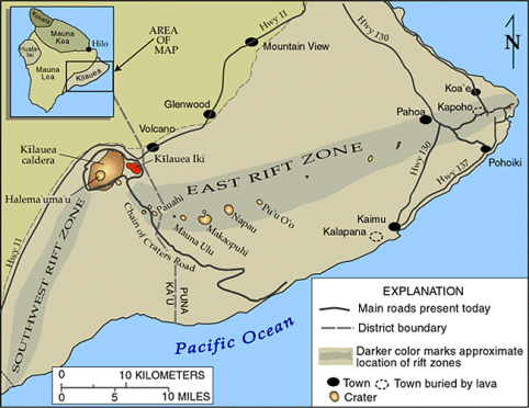 Kilauea Volcano Eruption Map