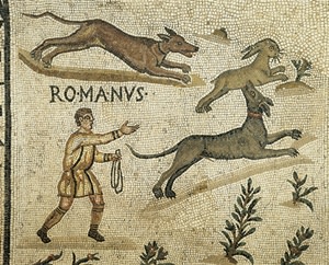  Dog Hunt, Mosaïque italienne du 2e siècle - DEA / A. DAGLI ORTI / Granger, NYC 