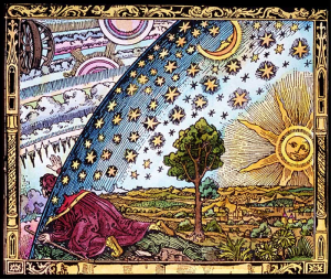 A mystic reaches toward the infinite. This woodcut, adapted in Cosmos to depict Bruno, actually appeared in a 19th-century popular science text. (Credit: Camille Flammarion)