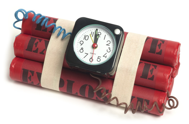 Time Bomb, explosives with alarm clock detonator
