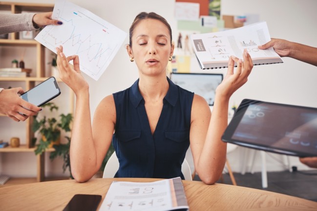 woman-being-calm-around-work-stress