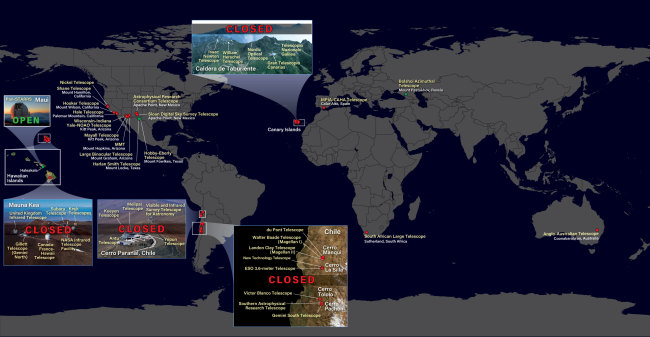 map of telescope closures