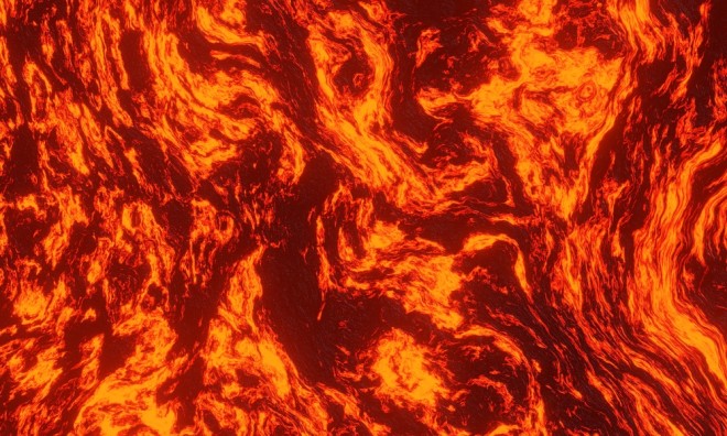 Illustration of the magma, or the molten rock, inside the mantle. 