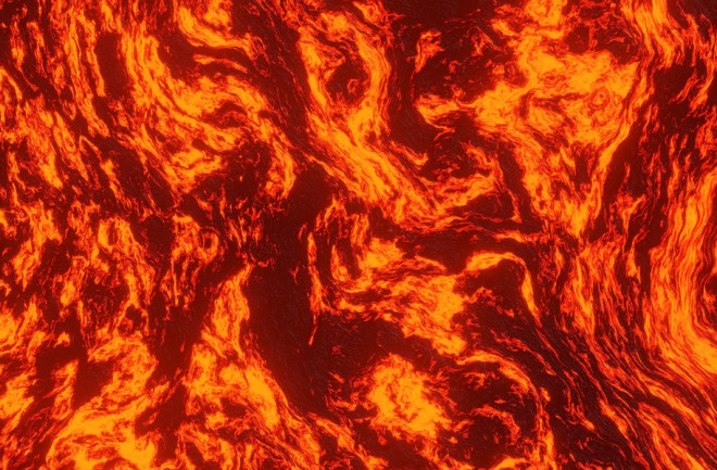 Illustration of the magma, or the molten rock, inside the mantle. 