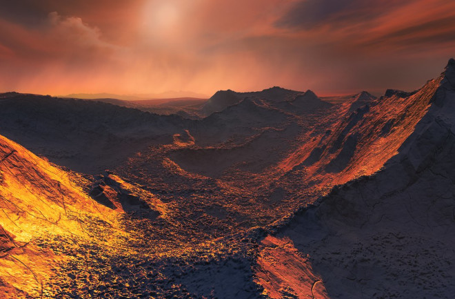 An artist’s illustration shows what of the exoplanet orbiting Barnard's Star might look like on the surface. (Credit: ESO/M. Kornmesser) 