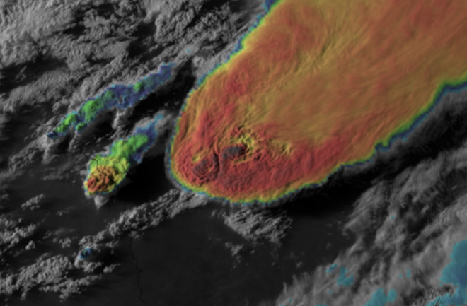 Satellite Image of Severe Thunderstorms Over Texas