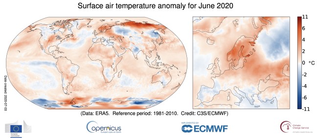 Temperature Anomalies for June 2020