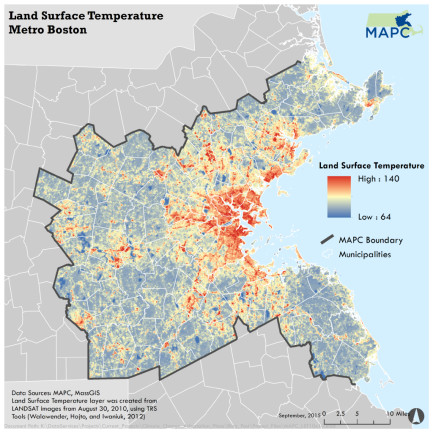 Boston Temperature Map - Metropolitan Area Planning Council