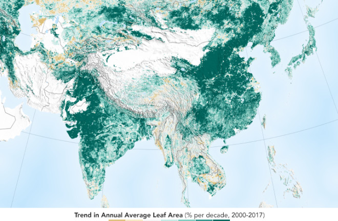 NASA China India greening