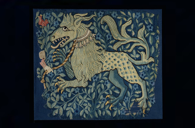 An artist active in Switzerland fashioned this tapestry fragment, woven between 1420 and 1430.