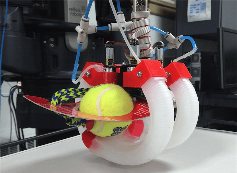Instead of hands that closely mimic our own, some researchers are working on soft, flexible ones made of silicone. In this image, hollow silicone fingers curl as they’re filled with air, squeezing them around unusually shaped objects. (Credit: J. MORROW ET AL / IEEE INTERNATIONAL CONFERENCE ON ROBOTICS AND AUTOMATION (ICRA) 2016)