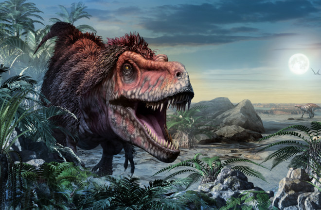 Giant Tarbosaurus bataar dinosaur illustration