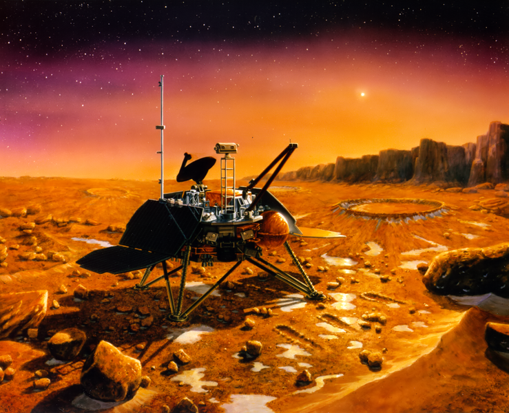artist's depiction of the lander on a red planet