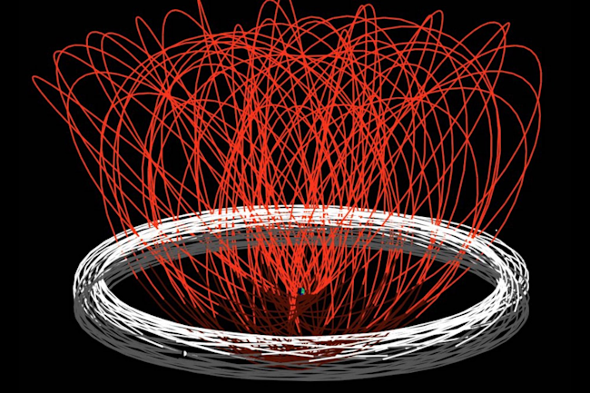 A loosely captured object like minimoon 2020 CD3 follows some crazy-looking orbits, shown here from an Earth-centered reference frame. (Credit: Tony Dunn, using JPL Horizons software)