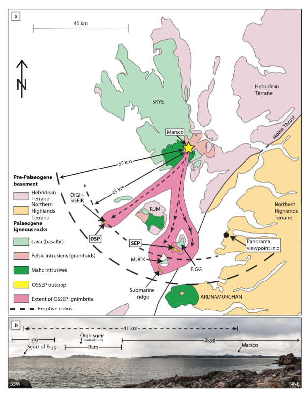 Reconstruction of the potential pyroclastic flows from the Isle of Skye eruption 56 million years ago. From Valentin and others (2019), Nature Scientific Reports.
