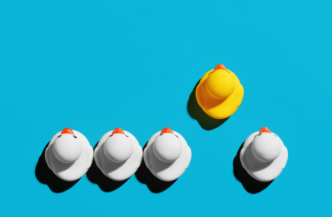 Rubber duck with competitive advantage stands out from the crowd