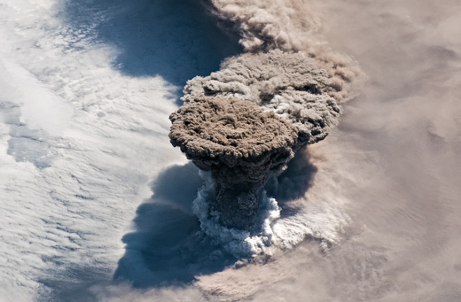 Raikoke Eruption as Seen from the International Space Station