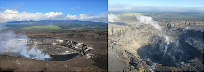 Before and after views of Kīlauea's summit