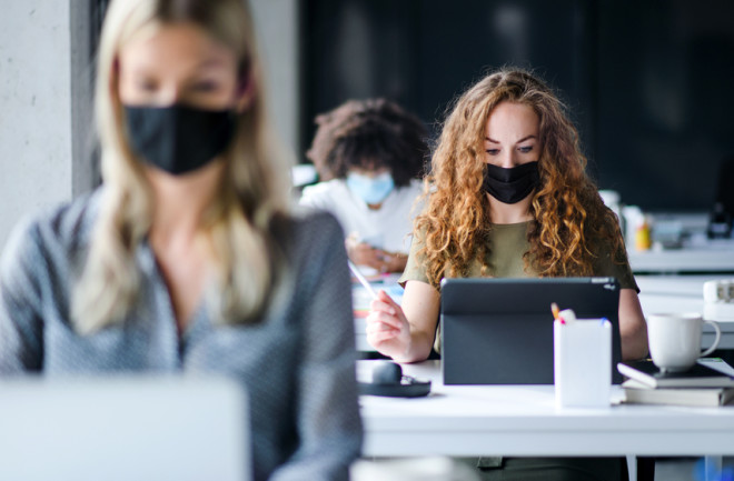pandemic college students campus lab classes - shutterstock 1746069590
