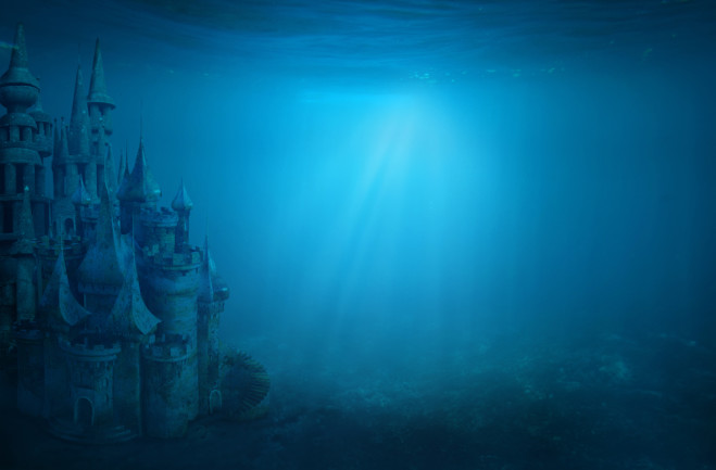 Underwater Castle, Atlantis Concept Art - Shutterstock
