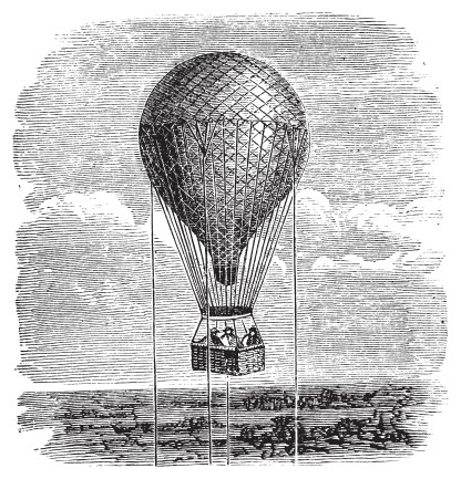 Vintage hot air balloon engraving