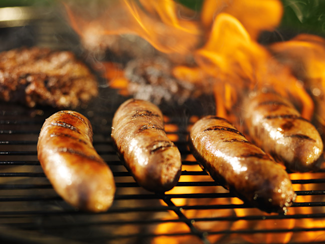 Processed meats such as sausages were listed in 2015 by the International Agency for Research on Cancer as “carcinogenic to humans,” based on population studies that reported slightly increased rates of colorectal cancer in people who consumed the meats. Some speculate that processed meats will soon be added to Proposition 65's list of chemicals. (Credit: Joshua Resnick/Shutterstock)