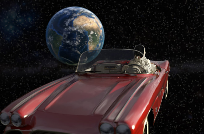 roadster in space - shutterstock 1030734130