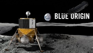 This artist’s visualization shows Blue Origin's Blue Moon lander on the moon's surface.