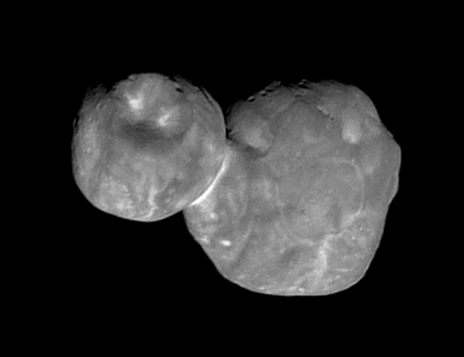 A view of MU69 during New Horizon's flyby on January 1, 2019. NASA.