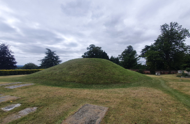 An Anglo-Saxon burial mound in Taplow Court, England - shutterstock 1778768042