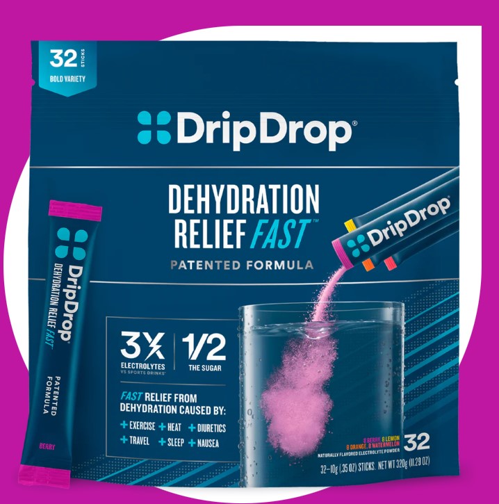 DripDrop - Electrolyte Powder for Dehydration Relief Fast - Lemon - 8 Pk ( HSA/FSA Approved) 