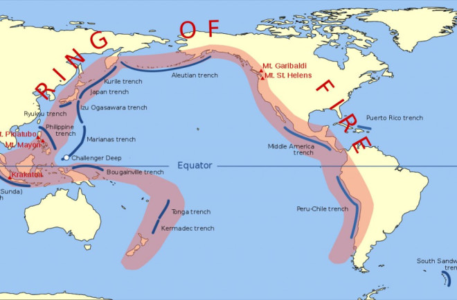 The so-called &quot;Ring of Fire&quot;. It doesn't mean much, geologically-speaking. Wikipedia.