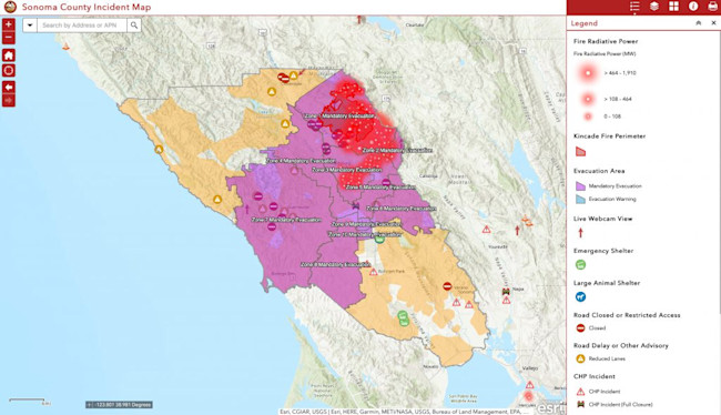 Kincade Fire Sonoma Map