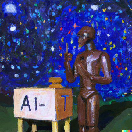 Oil painting of an AI