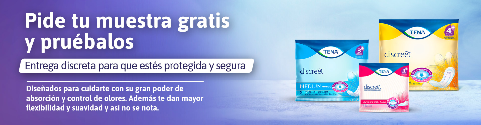 Banner Línea de Producto Muestra Gratis Discreet