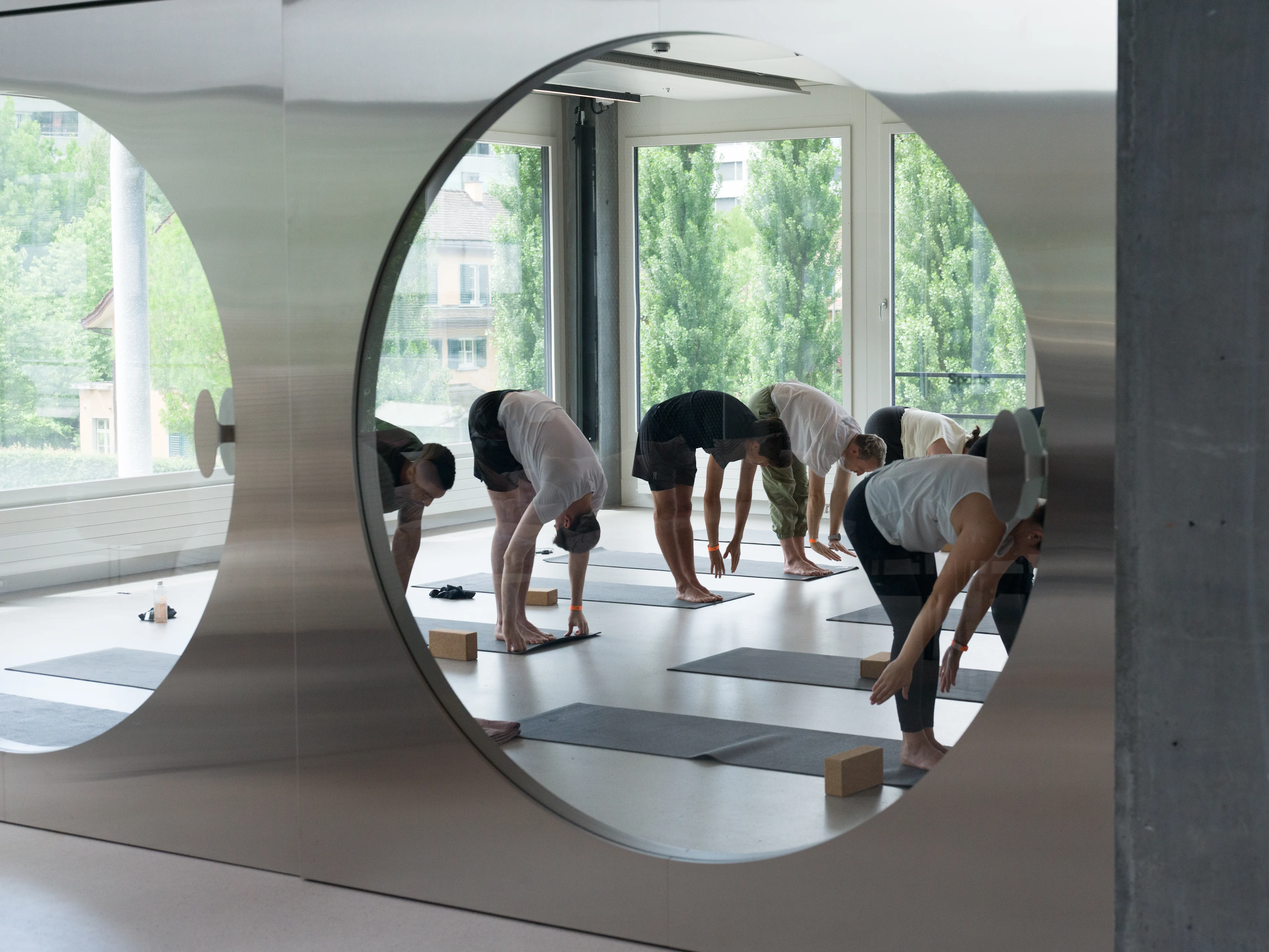 People do yoga