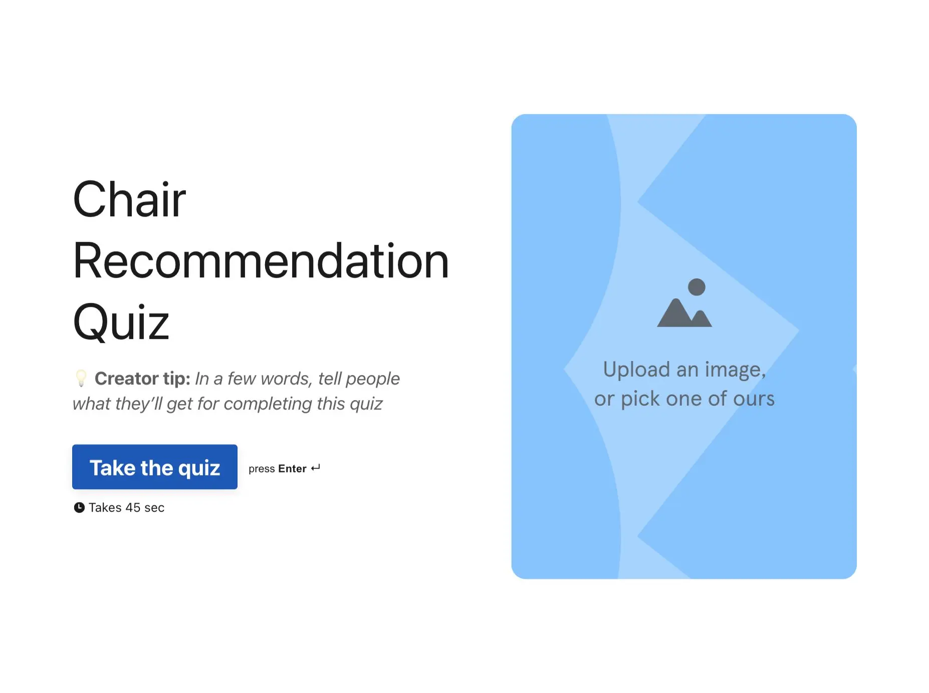 Chair Recommendation Quiz Template Hero