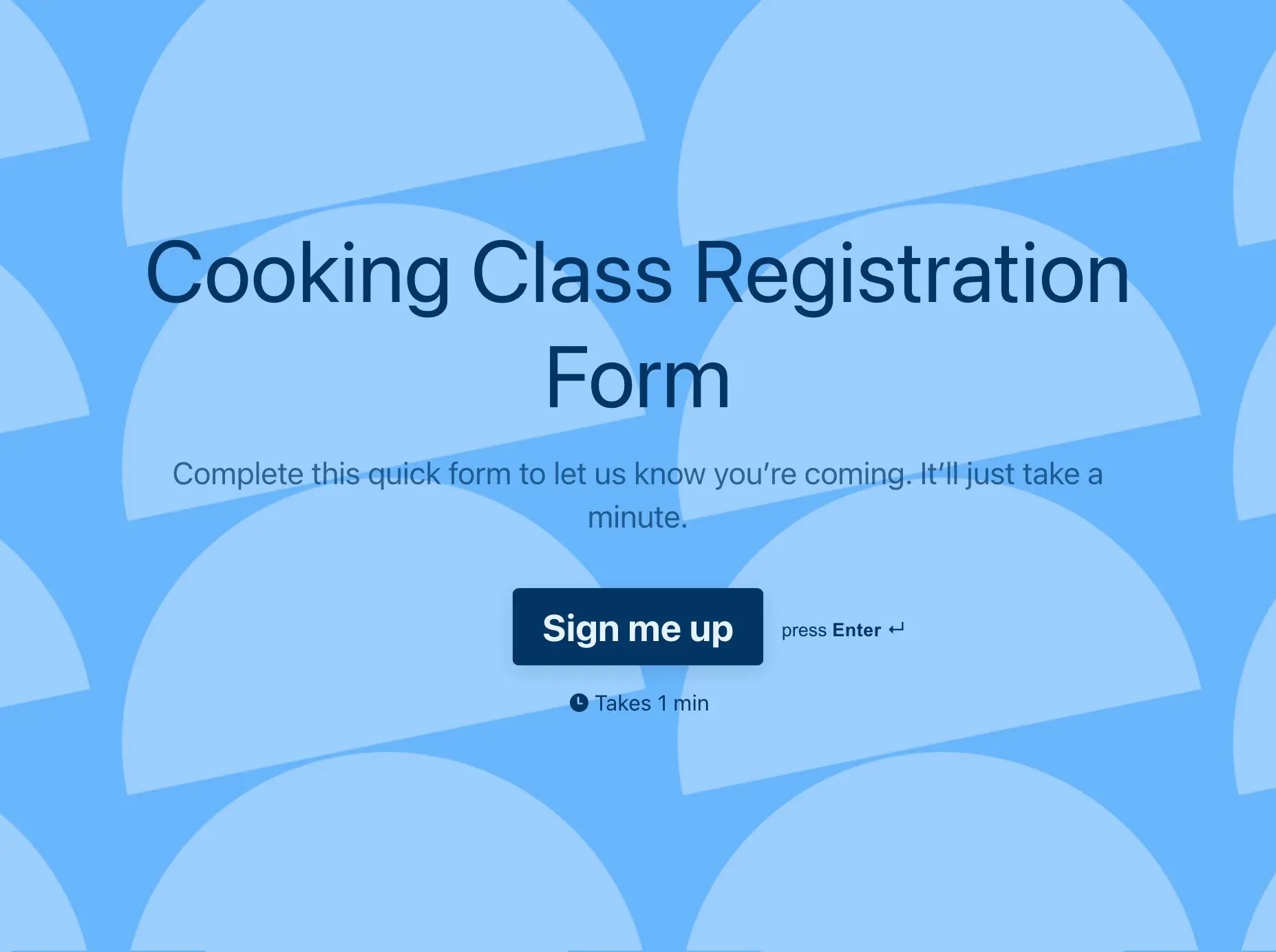 Cooking Class Registration Form Template Hero