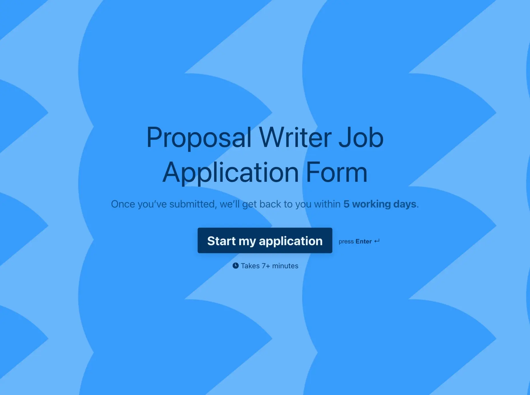 Proposal Writer Job Application Form Template Hero