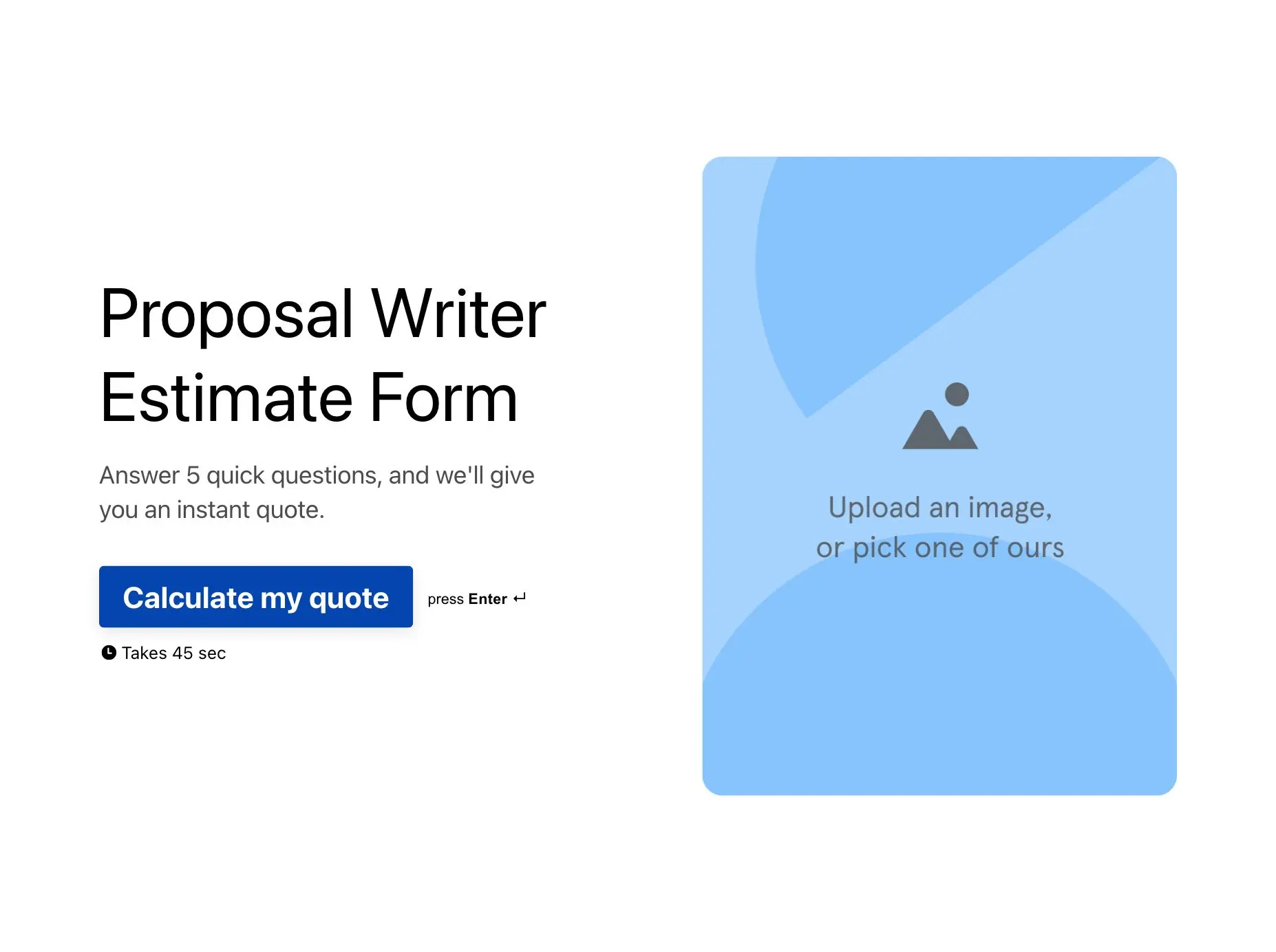 Proposal Writer Estimate Form Template Hero