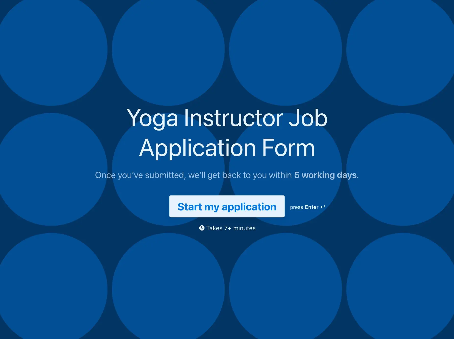 Yoga Instructor Job Application Form Template Hero