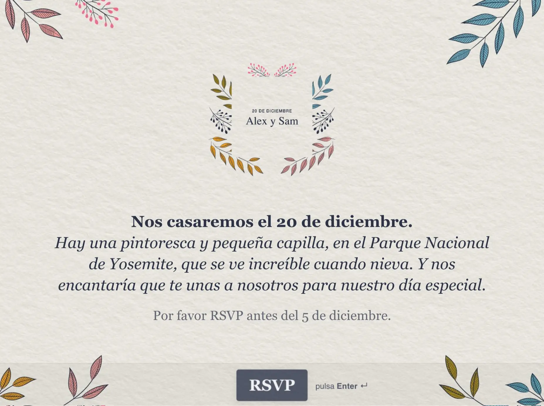 Plantilla para invitaciones a boda Hero