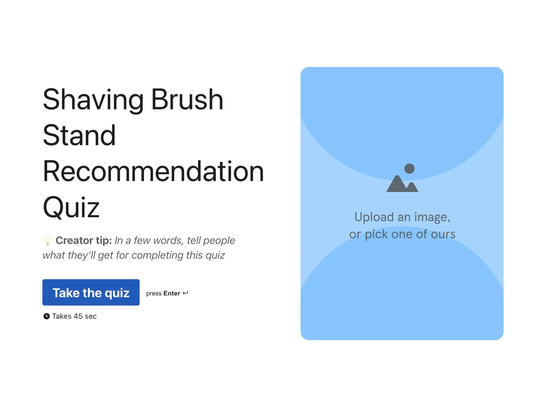 Shaving Brush Stand Recommendation Quiz Template Hero